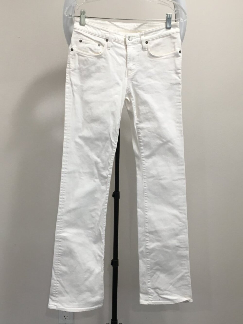 HELMUT LANG New York White 5 Pocket Logo Hardware Denim Jeans
